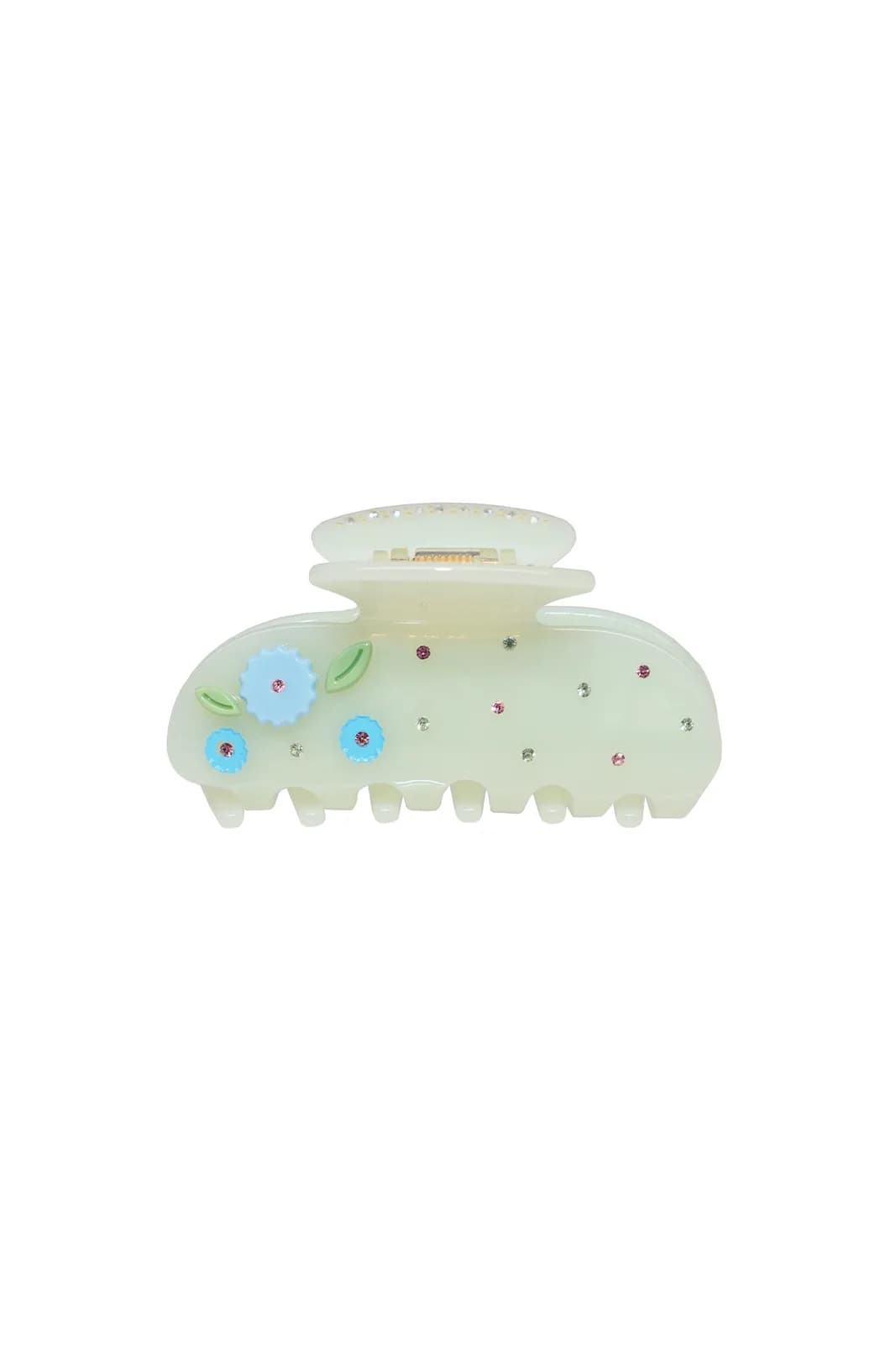 Kadın Çiçek Detaylı Su Yeşili Mandal Toka /yaz Kreasyonu/yüksek Kalite/ 8 Cm